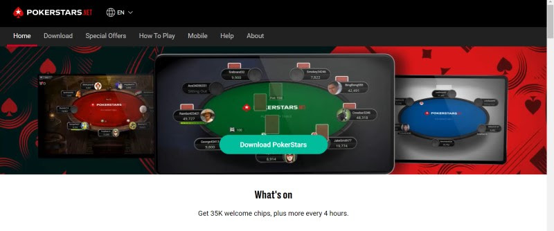 Giao diện PokerStars 