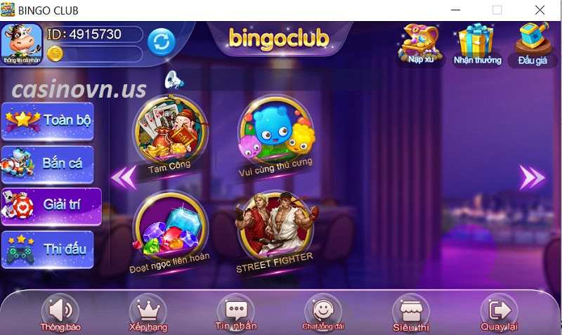 Giao diện BinGo Club