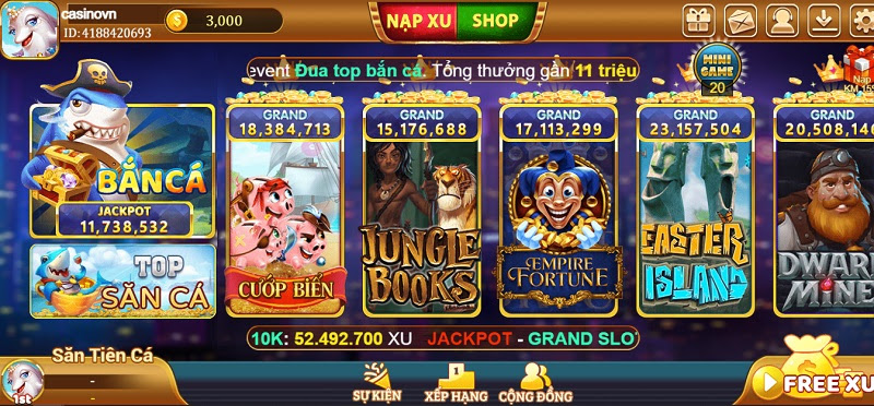 Các tựa game slots tại cổng game XuVang777