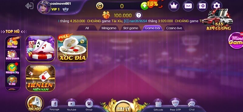 Các tựa game bài chất lượng tại sân chơi đổi thưởng Choang Vip