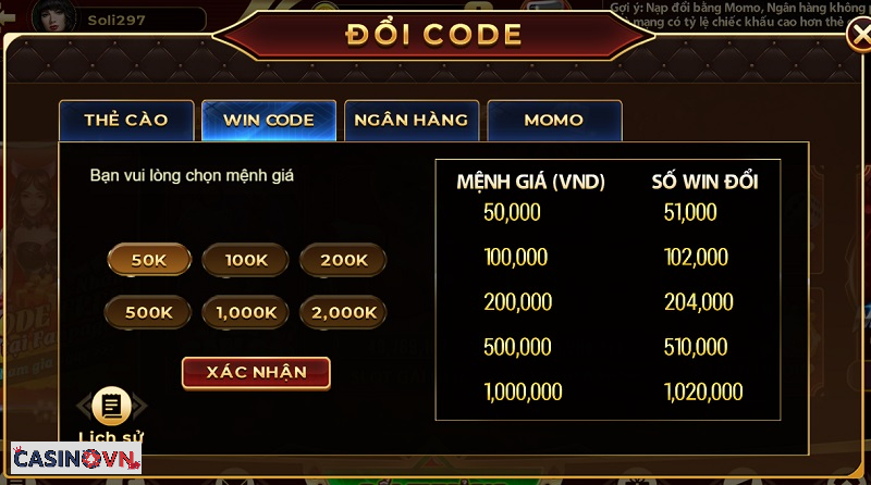 Nạp rút tiền qua mã thẻ chơi game Win Code