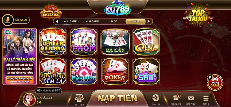 Đắm chìm vào thiên đường game casino chất lượng của Ku789